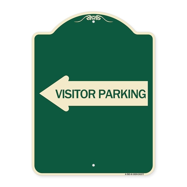 Visitor Parking With Left Arrow Heavy-Gauge Aluminum Architectural Sign, 24" x 18", G-1824-24377